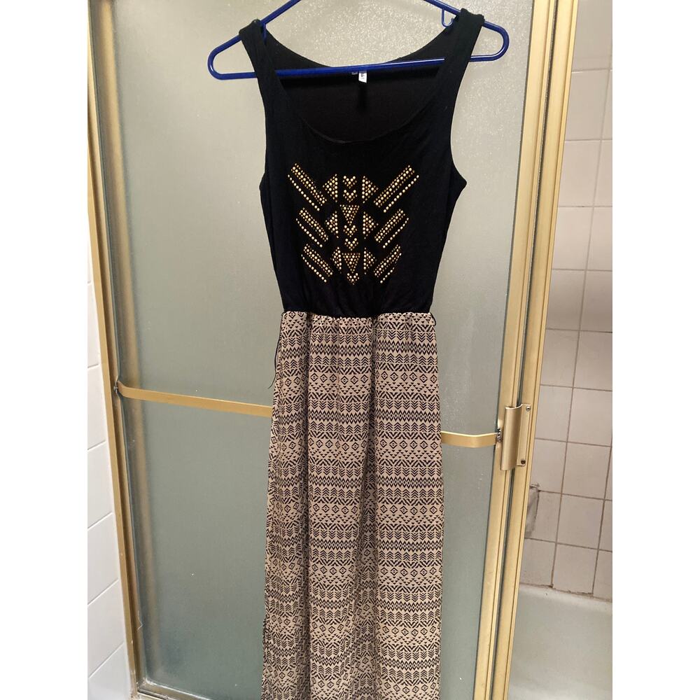 Studio Y Coachella Festival, ￼ black, gold sequin maxi dress extra small s xs